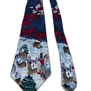VTG Tabasco Sauce Silk Men's Necktie Tie Christmas Santa on shrimp drawn Sleigh